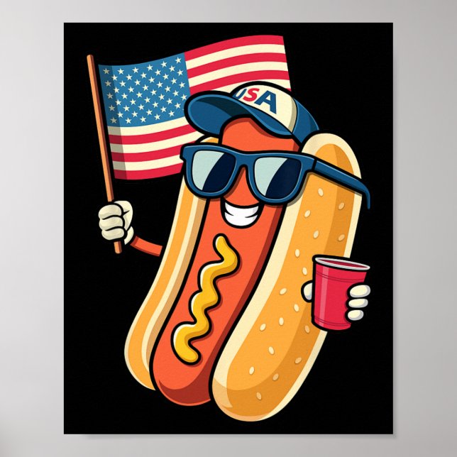 Of July Hotdog Funny Fourth Of July Patriotic Usa  Poster (Front)