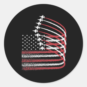 Of July Jet American Flag Patriotic Usa For Men Bo Classic Round Sticker