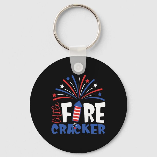 Of July Little Firecracker Toddler Outfit Patrioti Key Ring (Front)