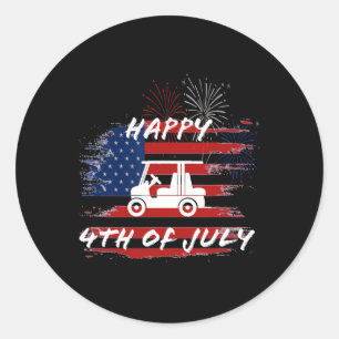 Of July Looping Parade Holiday Golf Cart American Classic Round Sticker