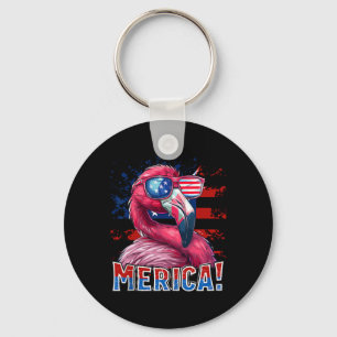Of July Merica Flamingo American Flag Kids Men Wom Key Ring