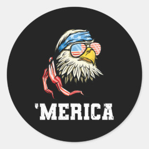 Of July Merica Usa Flag Bald Eagle Patriotic Veter Classic Round Sticker
