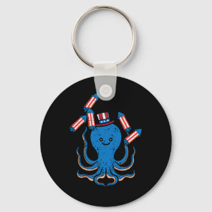 Of July Octopus Independence Day America Women Kid Key Ring