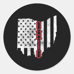 Of July Ohio Usa Us Flag States Vintage Classic Round Sticker