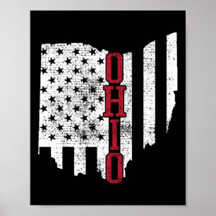 Of July Ohio Usa Us Flag States Vintage Poster