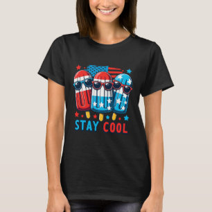 Of July Patriotic American Flag Ice Pop Popsicle B T-Shirt