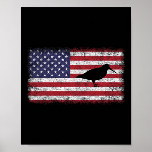 Of July Patriotic American Woodcock Bird Lover Usa Poster