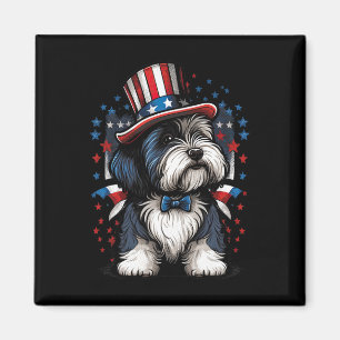 Of July Patriotic Bearded Collie Dog Us Flag Magnet