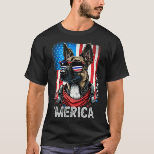 Of July Patriotic Belgian Malinois Dog Merica  T-Shirt