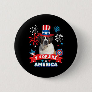 Of July Patriotic Day St. Bernard Dog Independence 6 Cm Round Badge