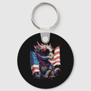 Of July Patriotic Dragon Us Flag Key Ring