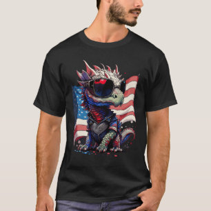 Of July Patriotic Dragon Us Flag  T-Shirt