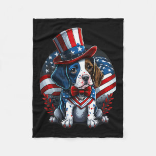 Of July Patriotic English Pointer Dog Us Flag Fleece Blanket