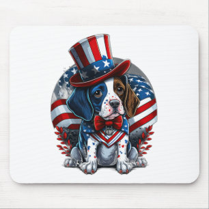 Of July Patriotic English Pointer Dog Us Flag Mouse Pad
