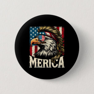 Of July Patriotic Funny Eagle July 4th Usa Merica 6 Cm Round Badge