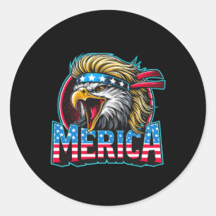 Of July Patriotic Funny Eagle July 4th Usa Merica Classic Round Sticker