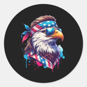 Of July Patriotic Funny Eagle July 4th Usa Murica Classic Round Sticker