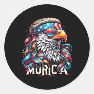 Of July Patriotic Funny Eagle July 4th Usa Murica  Classic Round Sticker