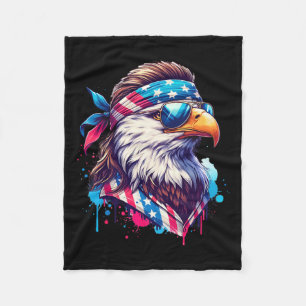 Of July Patriotic Funny Eagle July 4th Usa Murica Fleece Blanket