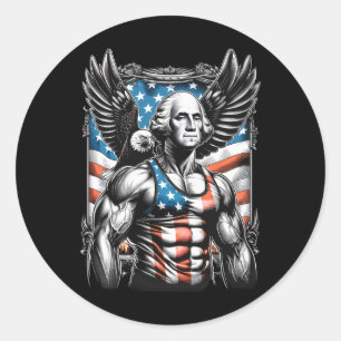 Of July Patriotic Funny George Washington July 4th Classic Round Sticker