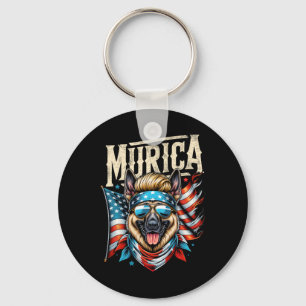 Of July Patriotic Funny German Shepherd July 4th U Key Ring