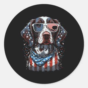 Of July Patriotic German Shorthaired Pointer Dog U Classic Round Sticker