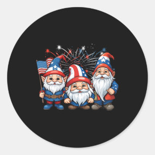 Of July Patriotic Gnomes American Flag Usa Gnome Classic Round Sticker