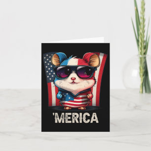 Of July Patriotic Hamster Merica  Card