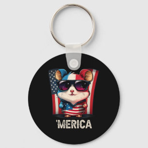 Of July Patriotic Hamster Merica Key Ring
