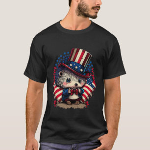 Of July Patriotic Hedgehog Us Flag T-Shirt