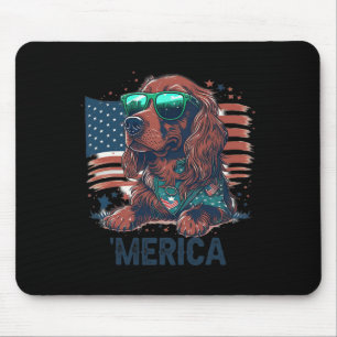 Of July Patriotic Irish Setter Dog Merica Mouse Pad