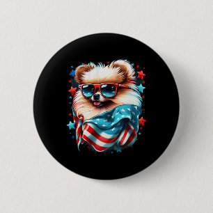 Of July Patriotic Pomeranian Dog Us Flag 6 Cm Round Badge