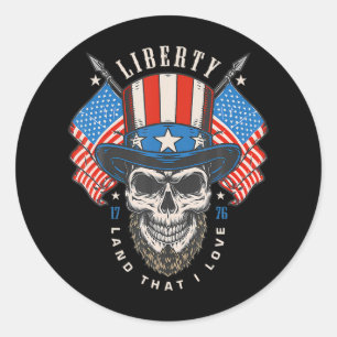 Of July Patriotic Shirt Us Flag America Liberty Sk Classic Round Sticker