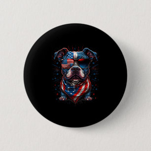 Of July Patriotic Staffordshire Bull Terrier Dog U 6 Cm Round Badge