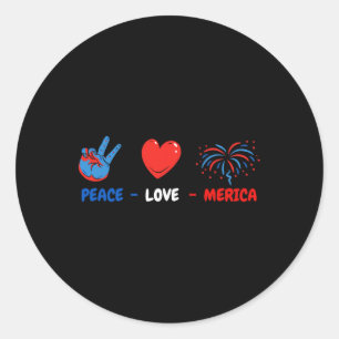 Of July Peace Love Merica Classic Round Sticker