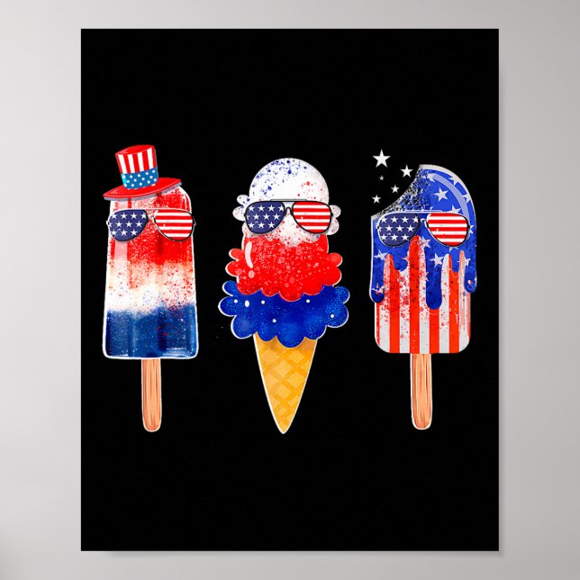 Of July Popsicle Red White Blue American Flag Patr Poster (Front)