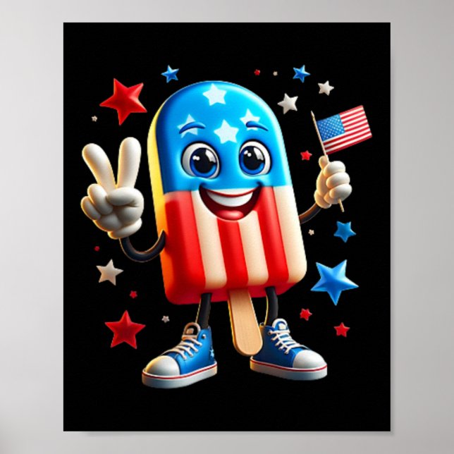 Of July Popsicle Usa Flag Patriotic Front And Back Poster (Front)