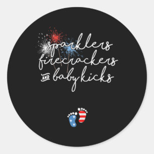 Of July Pregnancy Announcement Classic Round Sticker