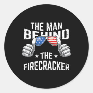 Of July Pregnancy Shirt The Man Behind The Firecra Classic Round Sticker