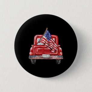 Of July Red Truck American Flag Independence Day U 6 Cm Round Badge