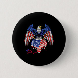 Of July S - Patriotic Shirts - American Flag Eagle 6 Cm Round Badge