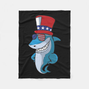 Of July Shark For Kids  Fleece Blanket