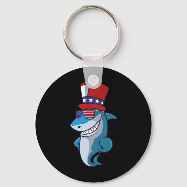 Of July Shark For Kids  Key Ring (Front)