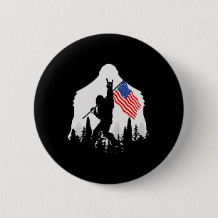 Of July Shirt Bigfoot Sasquatch Usa American Flag  6 Cm Round Badge