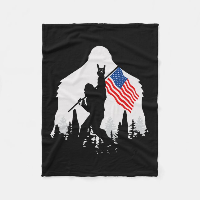 Of July Shirt Bigfoot Sasquatch Usa American Flag  Fleece Blanket (Front)
