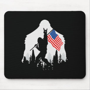 Of July Shirt Bigfoot Sasquatch Usa American Flag  Mouse Pad