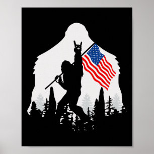 Of July Shirt Bigfoot Sasquatch Usa American Flag  Poster