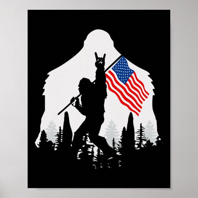 Of July Shirt Bigfoot Sasquatch Usa American Flag  Poster (Front)