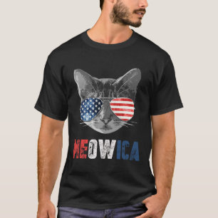 Of July Shirt Meowica American Flag Cat 