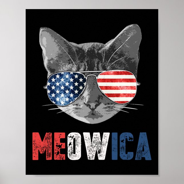 Of July Shirt Meowica American Flag Cat  Poster (Front)